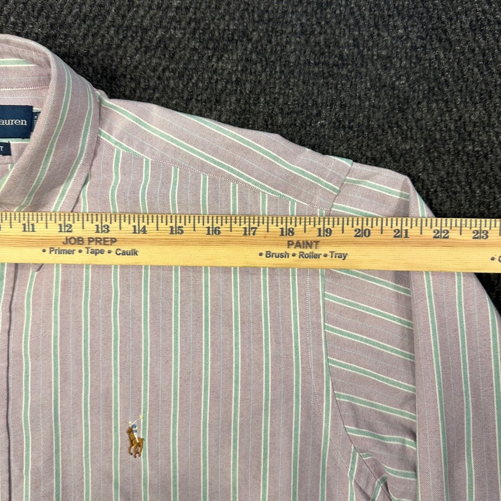 Vintage Polo Ralph Lauren Oxford Shirt Mens L Classic Fit Purple Green Striped - Picture 9 of 13